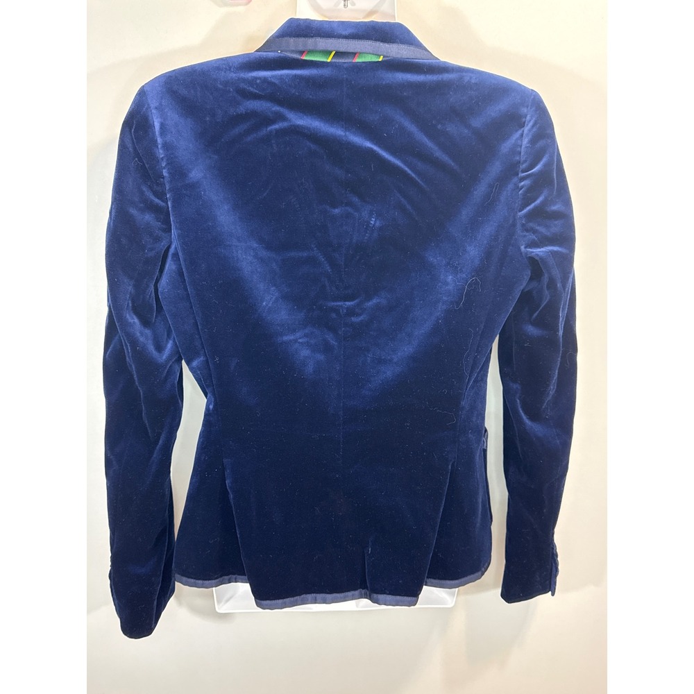 RARE RUGBY Ralph Lauren Navy Velour Blazer Jacket Womens Size 6 Preppy Old Money - Picture 6 of 8